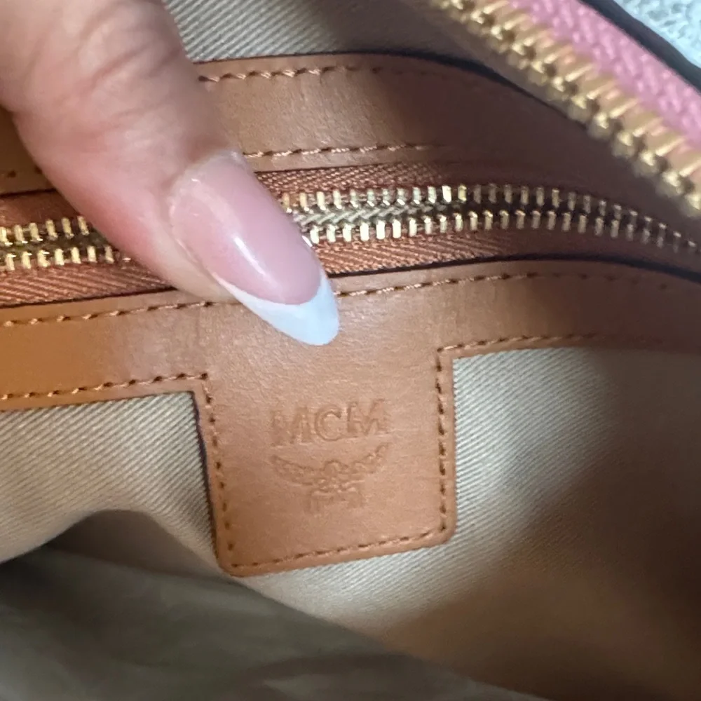 MCM Pink and Brown Monogram Pouch - Picture 3 of 3